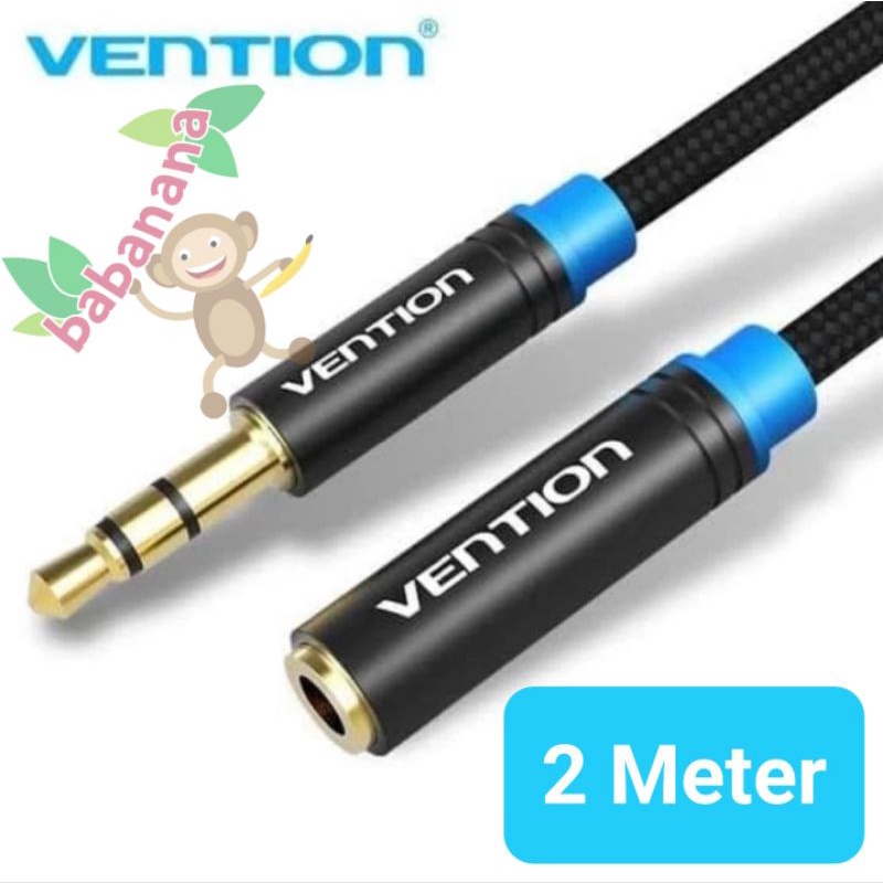 Vention B06 2M Aux 3.5mm audio cable extension male to female Hitam