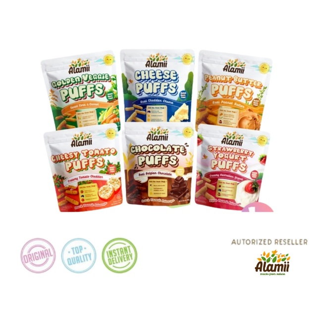 Alamii Puffs, snack sehat untuk anak Snack MPASI  / Snack Bayi / Snack Anak / Cemilan Bayi / Cemilan Anak Cemilan Biskuit Bayi Alami Puff Alamii Puffs Mpasi no msg