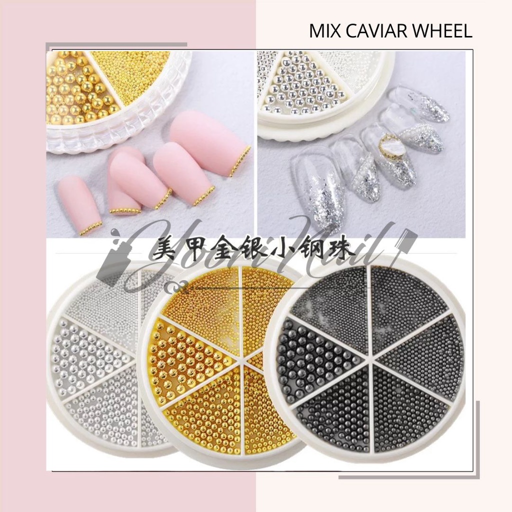 Mix caviar wheel nail art caviar hiasan kuku