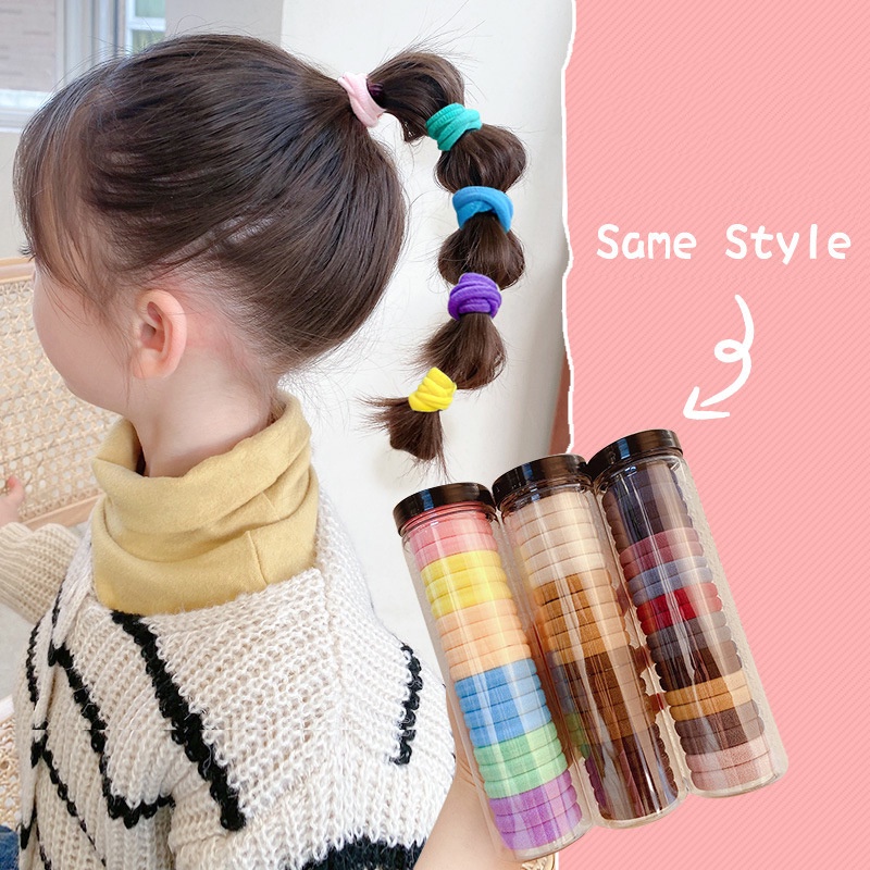 Ikat Rambut Anak Elastis Isi 20 Pcs / Kunciran Wanita Motif Polos Gaya Korea Free Tabung Kekinian