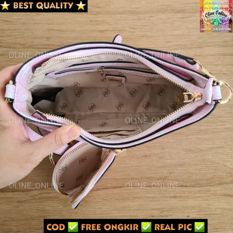 tas wanita alexie seri logo black white black brown pink shoulder bag jinjing mini pouch