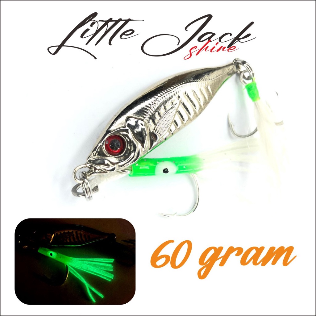 Cast Jig Little Jack Umpan Metal Jig 60 Gram + Assist &amp; Treble Bulu