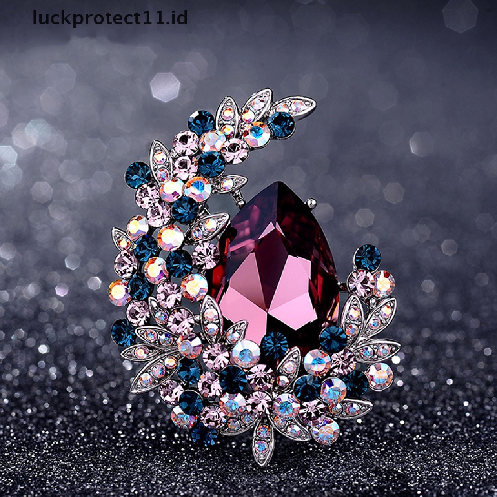 /Fashion Hot// Fashion// Tetesan Air Hujan Kristal Bulan Brooche Fashion Elegant Alloy Brooch.