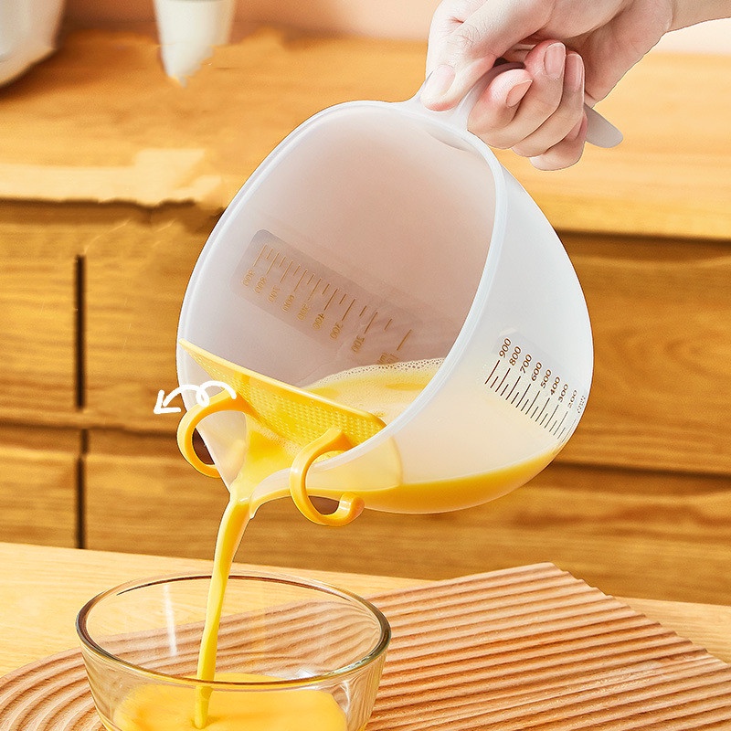 Kapasitas Besar Baking Gelas Ukur Susu Kacang Kedelai Filter Mangkuk Beras Sayuran Buah Drain Basket Multi Fungsi Wadah Pencampuran Telur Dengan Plat Filter Aksesoris Kue Dapur