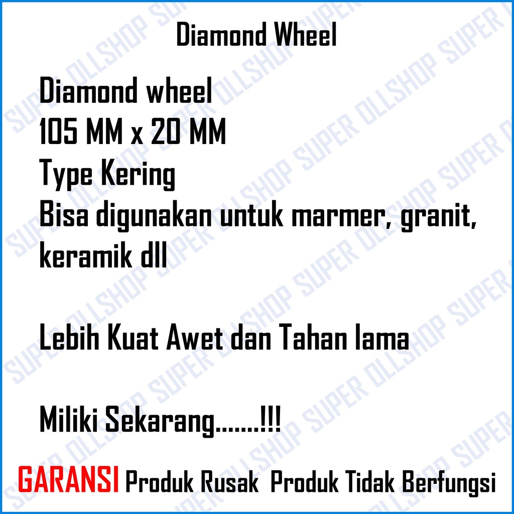 Mata Potong Keramik Terdapat 2 TYPE / Diamond Blade / Cutting / Mata Potong Gerinda / Diamond Wheel Kering 4 Inch