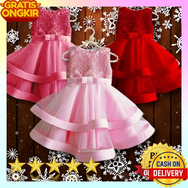 Gaun Pesta Natal Kondangan Gahun Pesta Ansk Cewe Dreas Anaak Cewek Drees Gereja Gauno Kids Dress Ana