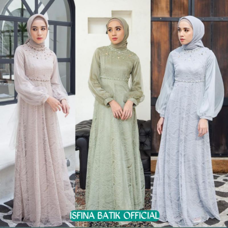 GAMIS TERLARIS BRUKAT / GAMIS FASHION REMAJA/GAMIS PESTA NIKAHAN SIZE S  M L XL