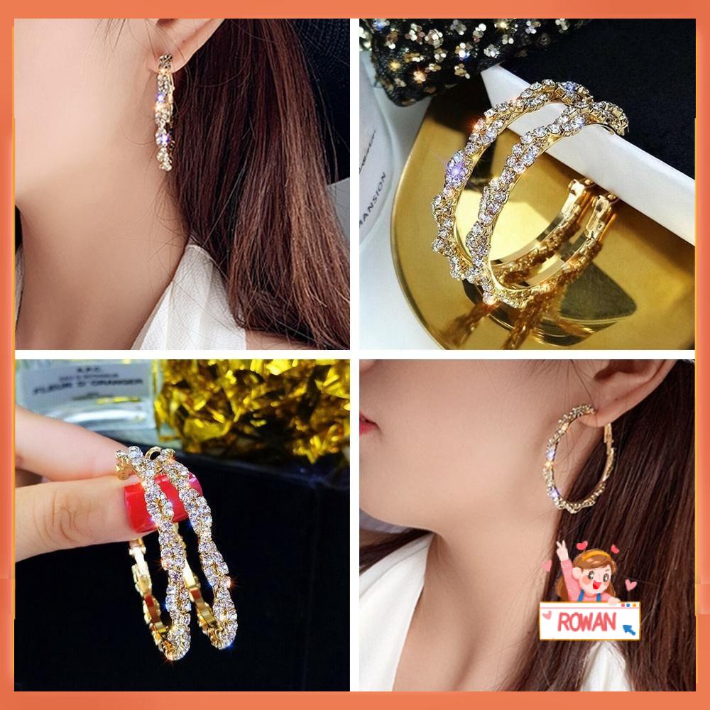 R-flower Round Hoop Earrings Pesta Pernikahan Pertunangan Lingkaran Besar Fashion Bentuk Bulat