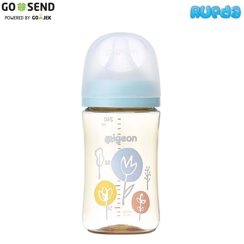 Flower Blue 240ml Pigeon SofTouch PPSU Generasi 3 Botol Susu Baby Bottle