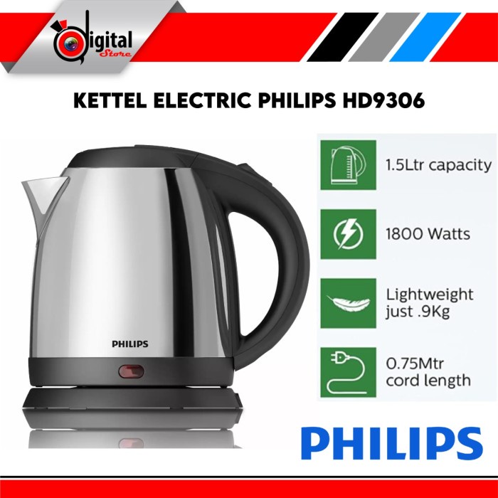 KETTEL ELECTRIC PHILIPS HD9306 DAILY COLLECTION KETTLE 1.5L HITAM