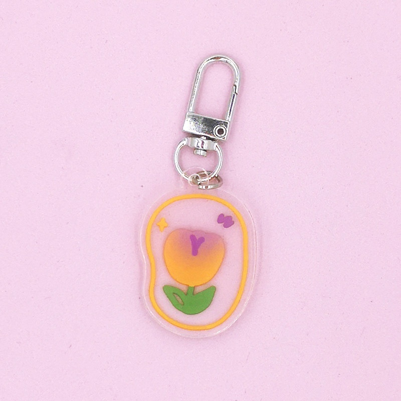 Gantungan Kunci Fashion Love Tulip Acrylic Key Pendant Gantungan Kunci