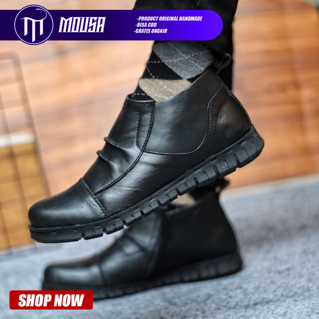 Sepatu Boots Pantofel Formal Kulit Asli Kerja Pria Mousa Carysup