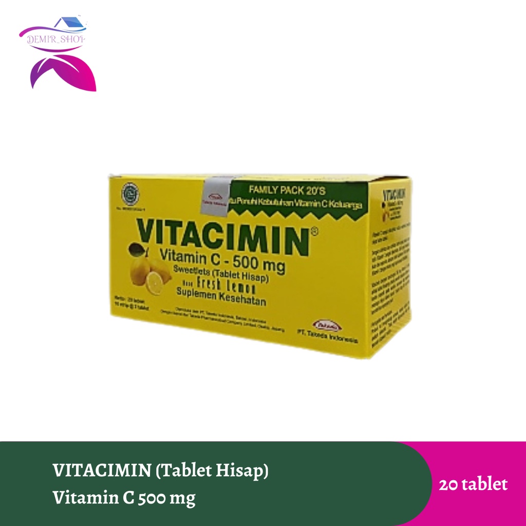 Vitacimin 500 mg Box 20 Tablet / Suplemen Daya tahan Tubuh