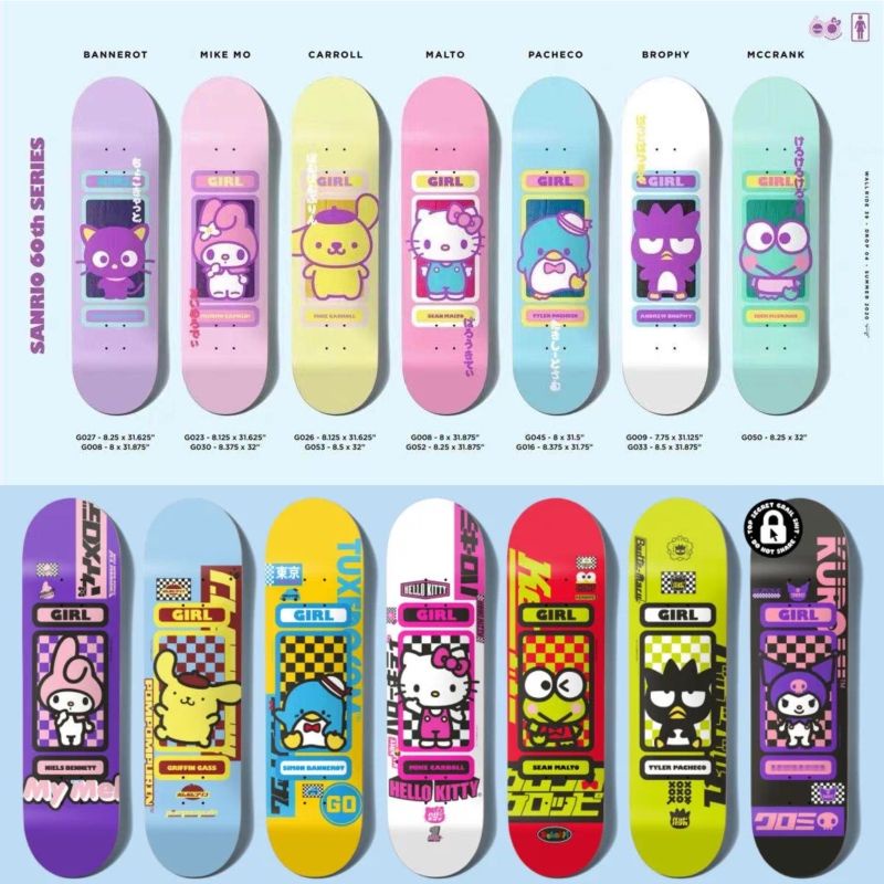 Sanrio x Girl Co-Branded Limited Edition Sepatu Kuromi Melody Skateboard/Board Surface Impor Asli