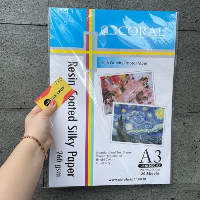 

CORAL RESIN COATED SILKY PHOTO PAPER A3 260 GSM 20 LEMBAR