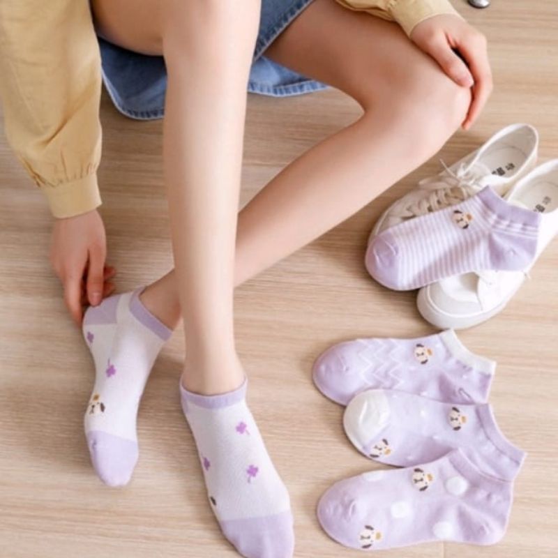 BEE - Kaos Kaki Pendek Semata Kaki Ankle Cute Short Socks / Kaus Kaki Wanita Import SC 34