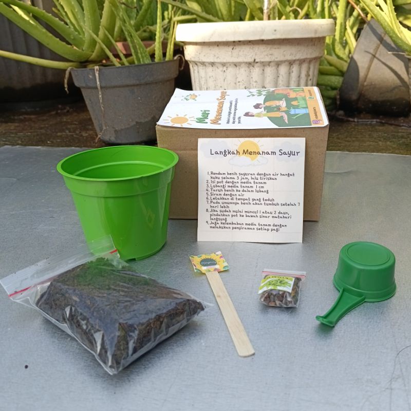 Paket Menanam Sayur Anak | Grow Kit | Belajar Berkebun | Mainan Edukasi Anak | Bingkisan Ulang Tahun Hadiah Hampers Murah Souvenir