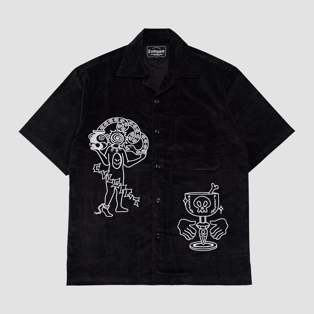 EVILSPIRIT KEMEJA CORDUROY - FLEDER SHIRT BLACK UNISEX