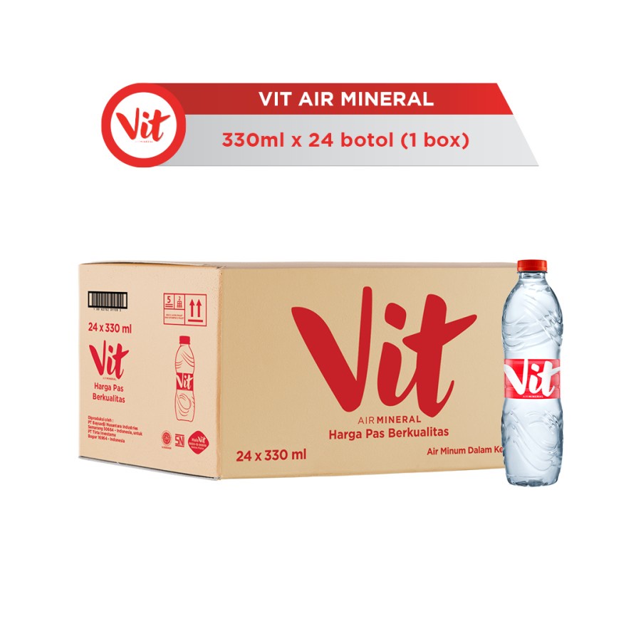 VIT Air Mineral 330ml x 24 botol (1 box) - VIT Botol Mini Per Dus