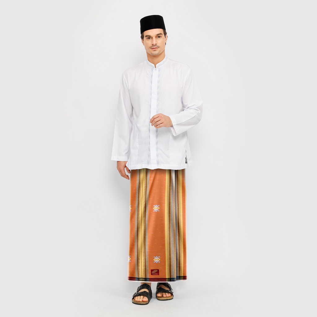 Sarung ATLAS Premium 770 Songket Gerimis Orange Coklat