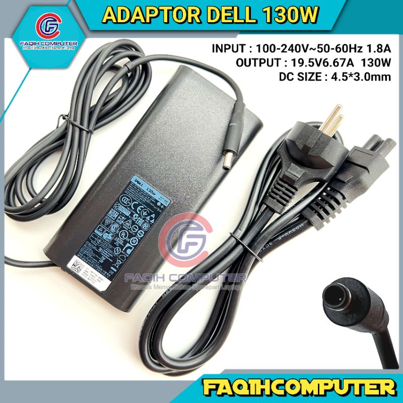 Adaptor Charger Original Laptop Dell XPS 15 7590 9530 9560 19.5V-6.67A 130W (4.5x3.0mm) ORIGINAL