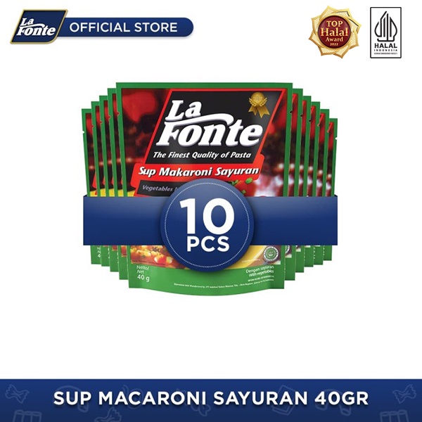 

La Fonte Sup Macaroni Sayuran 40gr - 10 Pcs
