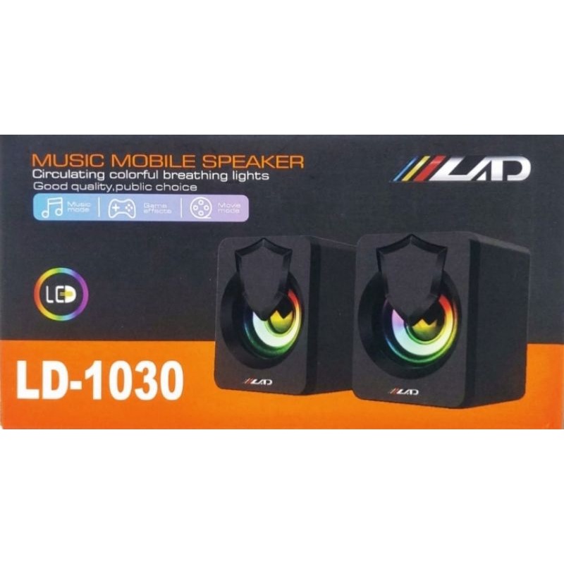 Multimedia speaker LAD LD-1030 komputer pc laptop music mobile speaker dilengkapi lampu LED warna warni