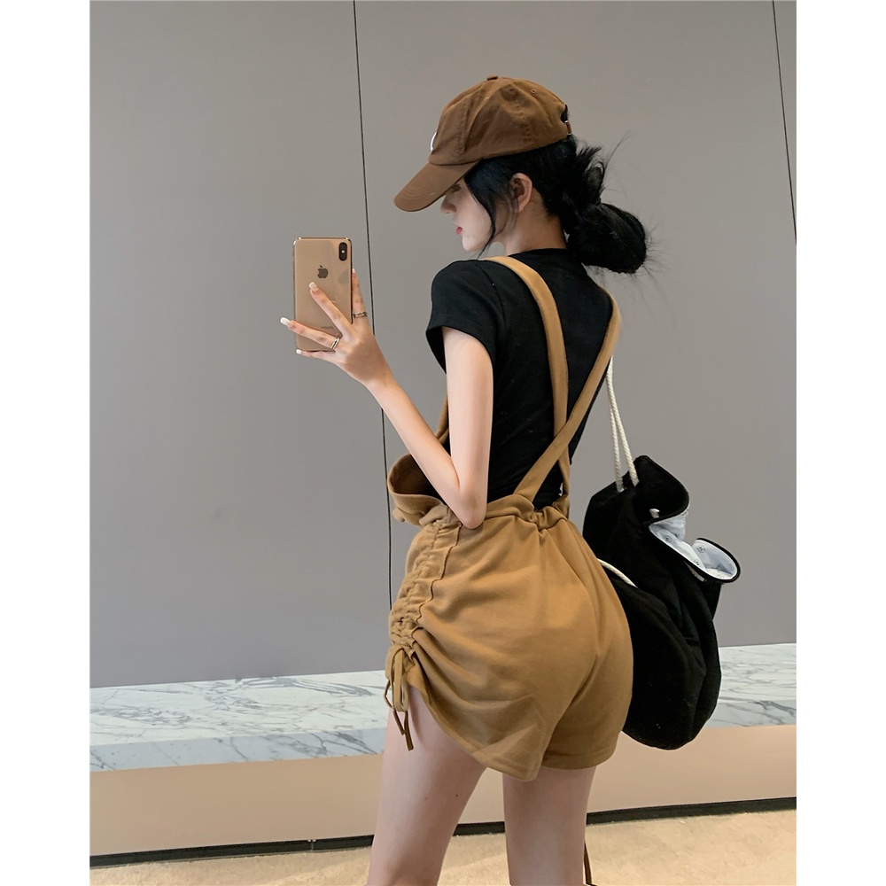 Casual Short Drawstrings Jumpsuits with Front Pocket 1498 (S/M/L/XL)