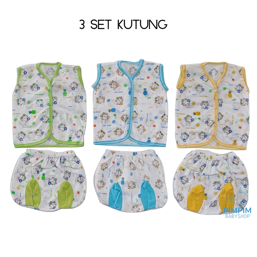 3 Set Setelan Baju Bayi Baru Lahir Motif TABUR Size Newborn 0-6 Bulan