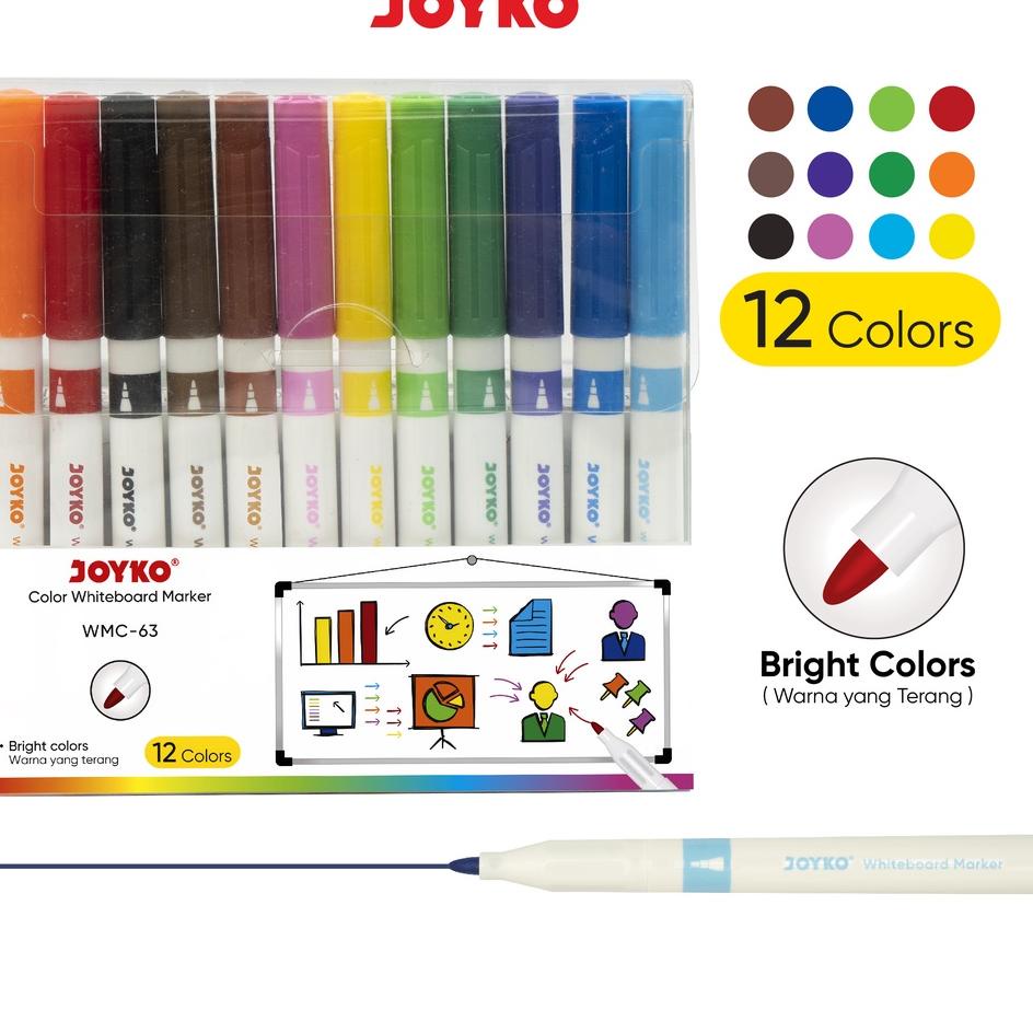 

Harga Terjamin Spidol Warna Papan Tulis Color Whiteboard Marker Joyko WMC-63 12 Warna