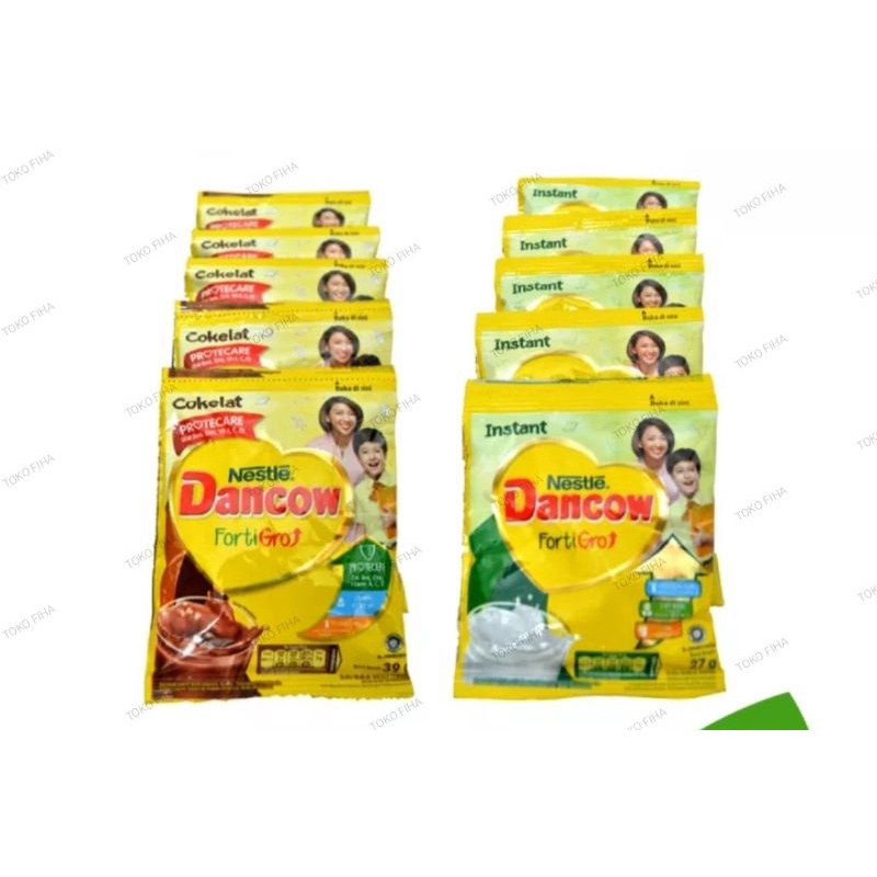 

Nestle Dancow Fortigro Instant 26gr | Nestle Dancow Fortigro Instant Cokelat 38gr - renteng