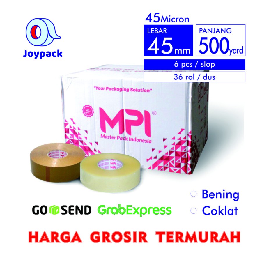 

Lakban Jumbo 2 Inch 45mm x 500Yard Bening Coklat 1 Dus 30 Roll