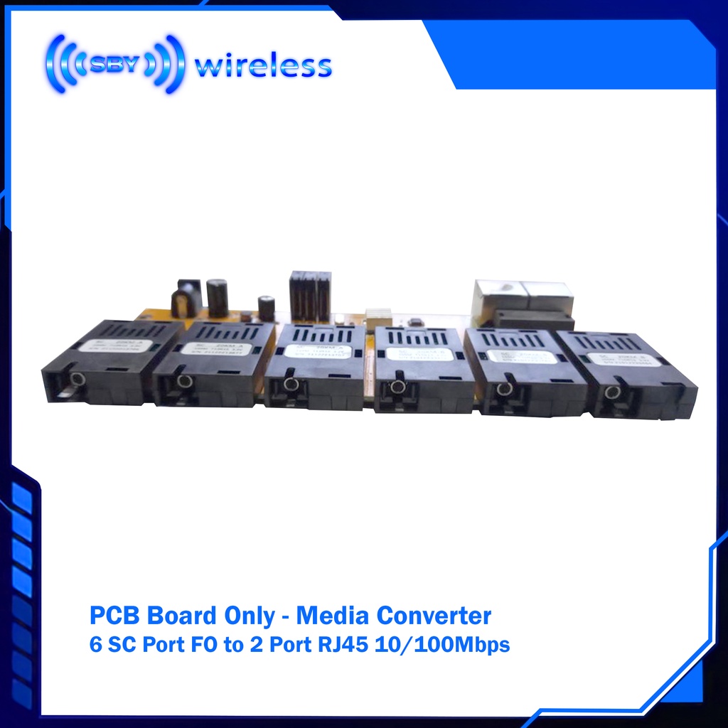 PCB Board Only -Media Converter 6 SC Port FO to 2 Port RJ45 10/100Mbps