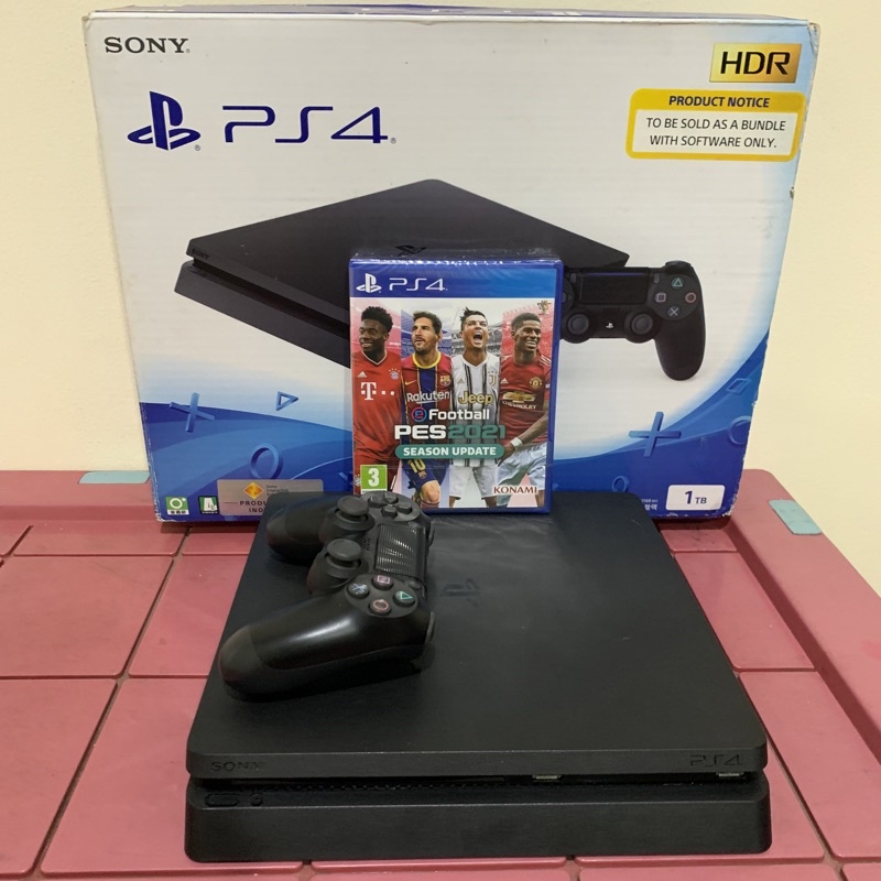 PS4 Slim 1Tb Original Dapat Kaset Pes 2021 Ori Asli Sony Playstation 4 1 TB PS 4 Cuh 2218b Game perm
