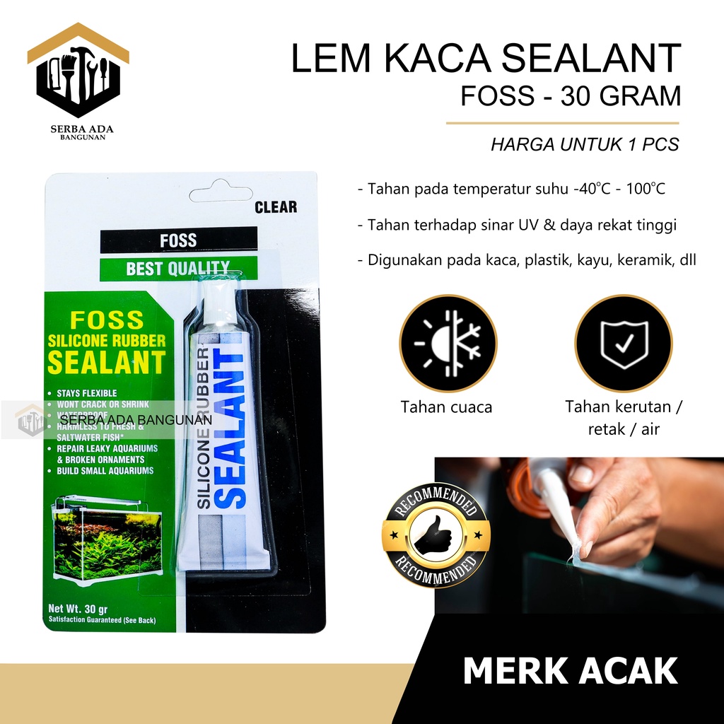 LEM SEALENT KACA LEM GASKET 35 Gram 85 Gram / SILICON UNTUK KARET PLASTIK KAYU KARET KERAMIK CANVAS