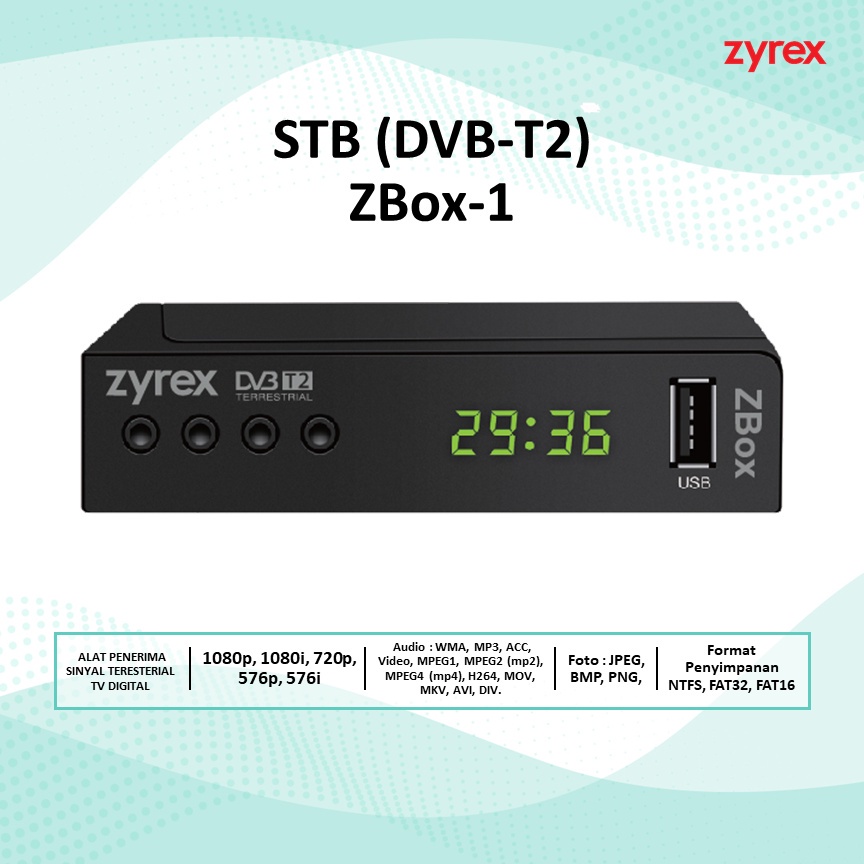 STB set top box  zyrex tv digital DVBT2 HDMI DONGLE WIFI