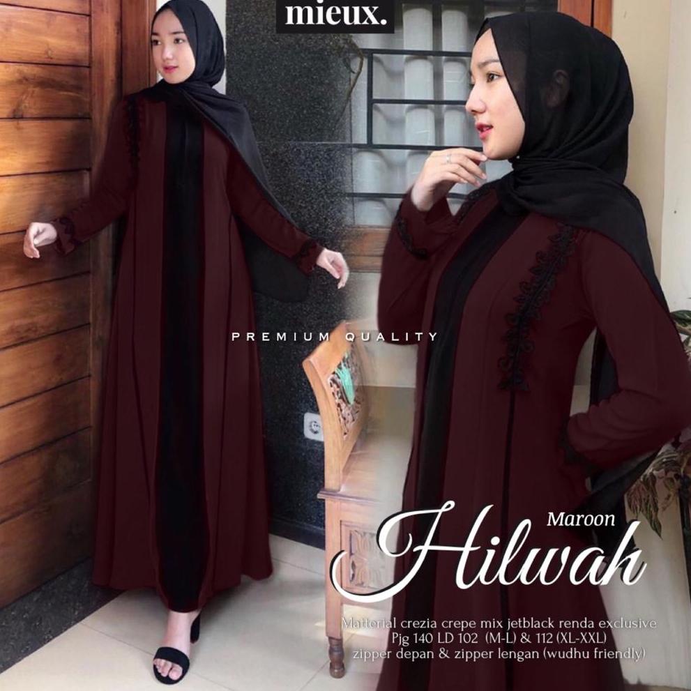 [PMT.21De22l] SHAHIA HILWAH ELONA MIEUX ORI gamis turkey polos pesta mewah elegant mix jetblack rend