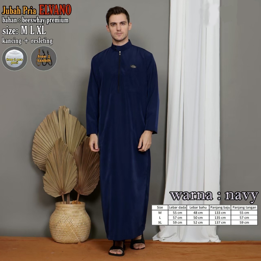 Jubah Pria Lengan Panjang / Jubah Pria Dewasa &amp; Remaja / Jubah ELVANO Premium / Jubah Pria Modern / Jubah Pria Terbaru