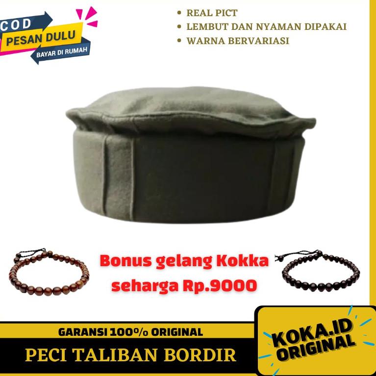 ● Peci / Kopyah Taliban Afganistan Turki Pakistan Pakol Bordir Original Dewasa Free Gelang Kayu Kokk