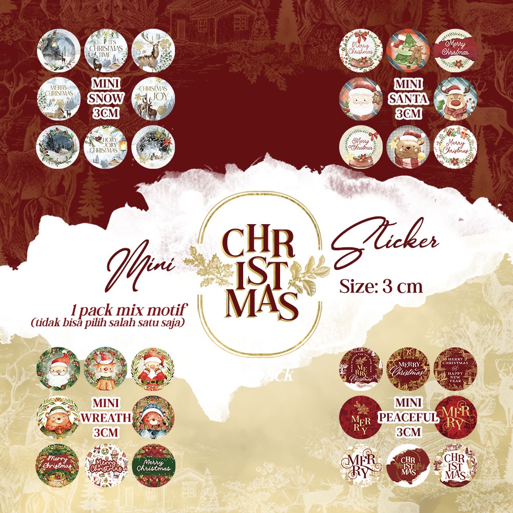 Stiker Natal / Christmas Sticker Toples Natal Label Kue Jar Xmas