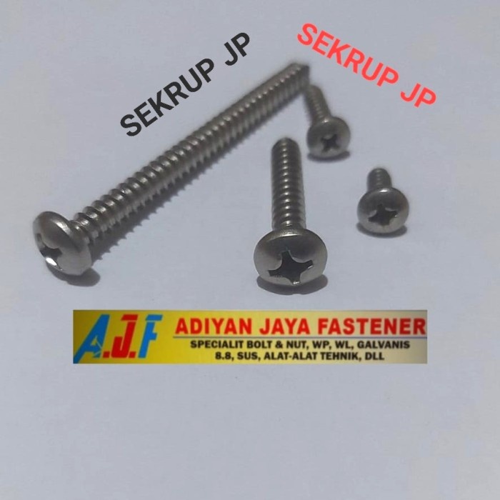 Tapping Sekrup jp / Sekrup pab Stainless 304 #8x5/8 ( 100pcs )
