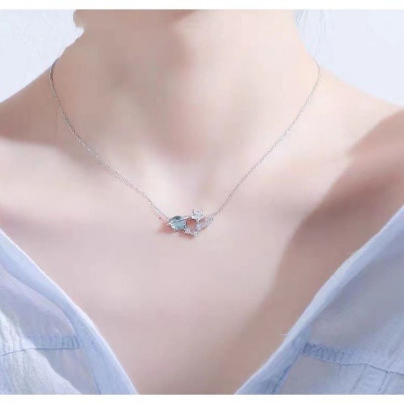 Kalung Blue Titanium / Kalung Titanium Wanita Korean Style Motif