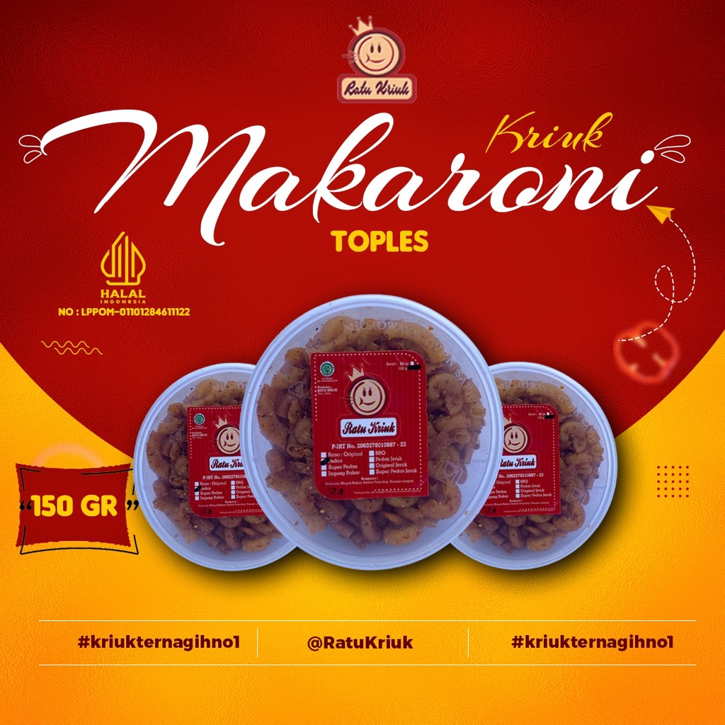 

(TERMURAH) MAKARONI KHAST TASIKMALAYA BY RATU KRIUK (KEMASAN TOPLES 150GRAM)