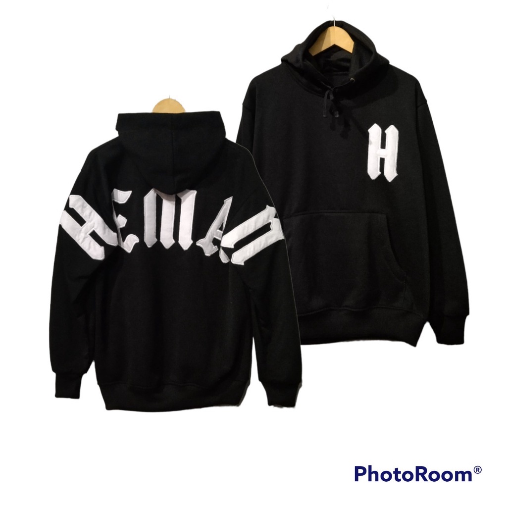 HOODIE SHERPA BORDIR S&amp;H SWEATER CREWNECK PRIA WANITA TERBARU 2023 HITAM CREWNECK BORDIR BISA COD