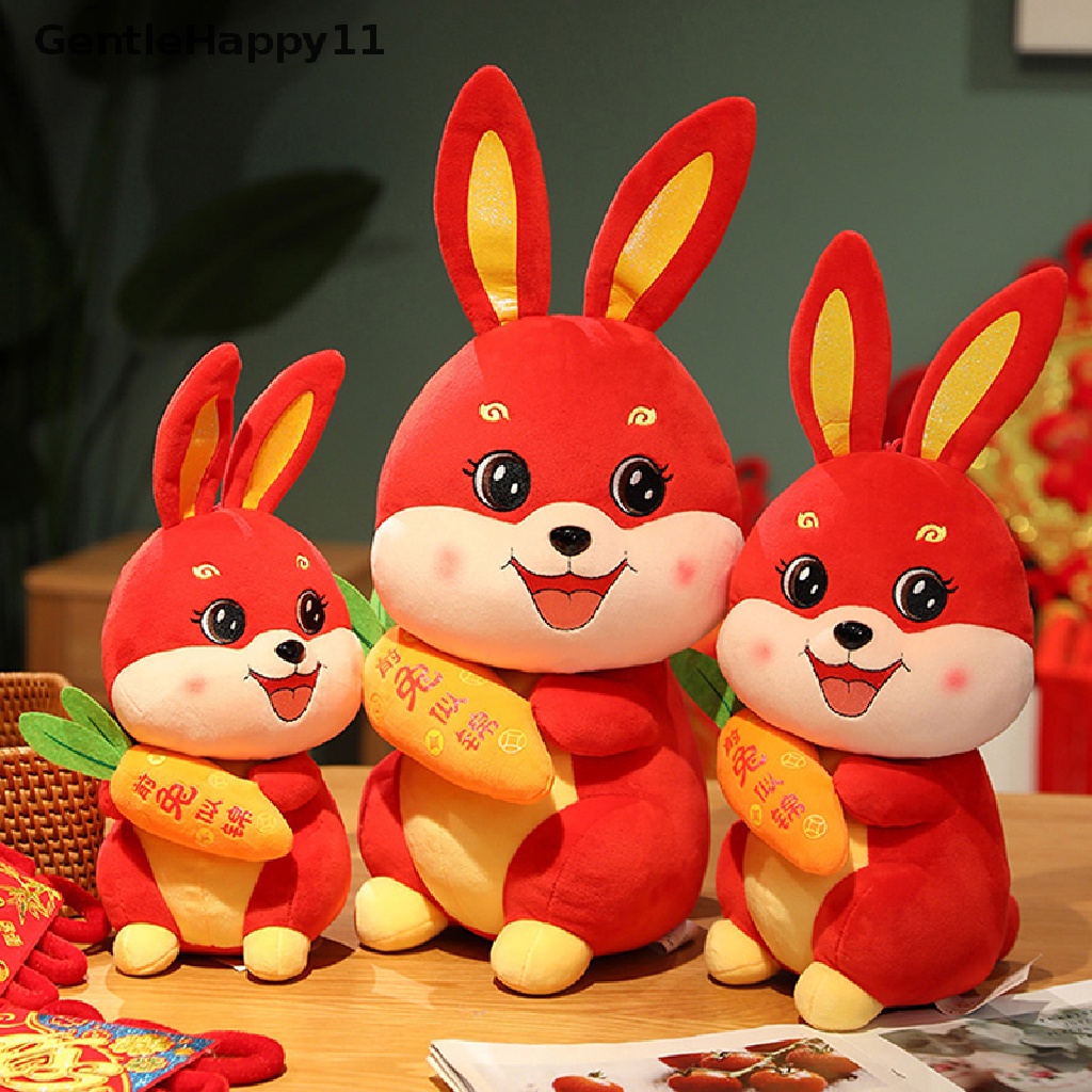 GentleHappy 2023 New Year Chinese Style Radish Rabbit Plush Toy Lucky Bunny Stuffed Doll id