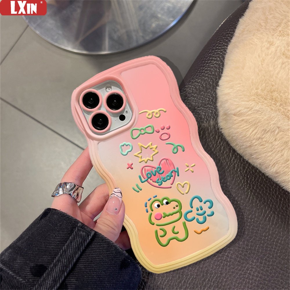 Oppo A17 A57 2022 A77S A15 A16K A54 A53 A12 A5S A7 A3S A11k A31 A52 A92 A94 A93 A37 F9 A1K A76 Doodle Animals Dan Love Wave Edge TPU Phone Case Cover