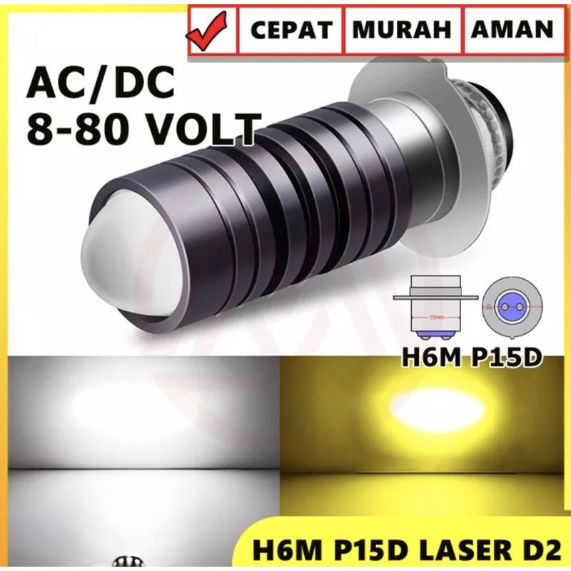Lampu depan laser H6 Lampu LED laher h4 kuning-putih