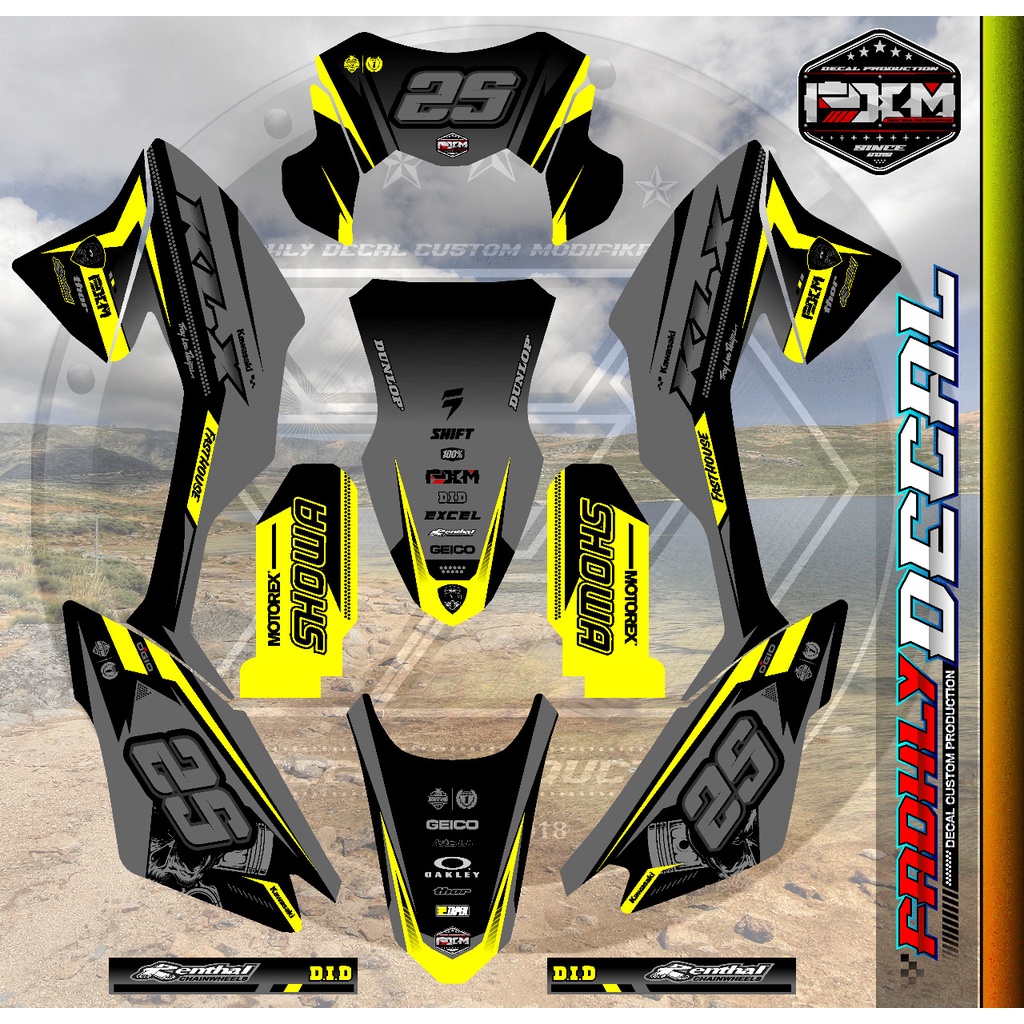 Decal KLX BF / G / Extreme KUNING GREY HITAM Fullbody Sticker Fullbody keren...(Baca deskripsi)