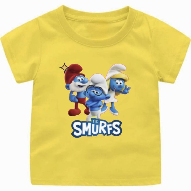 BAJU KAOS ANAK OEREMPUAN DAN LAKI LAKI KEKINIAN 1-12 TAHUN THE SMURF (2)