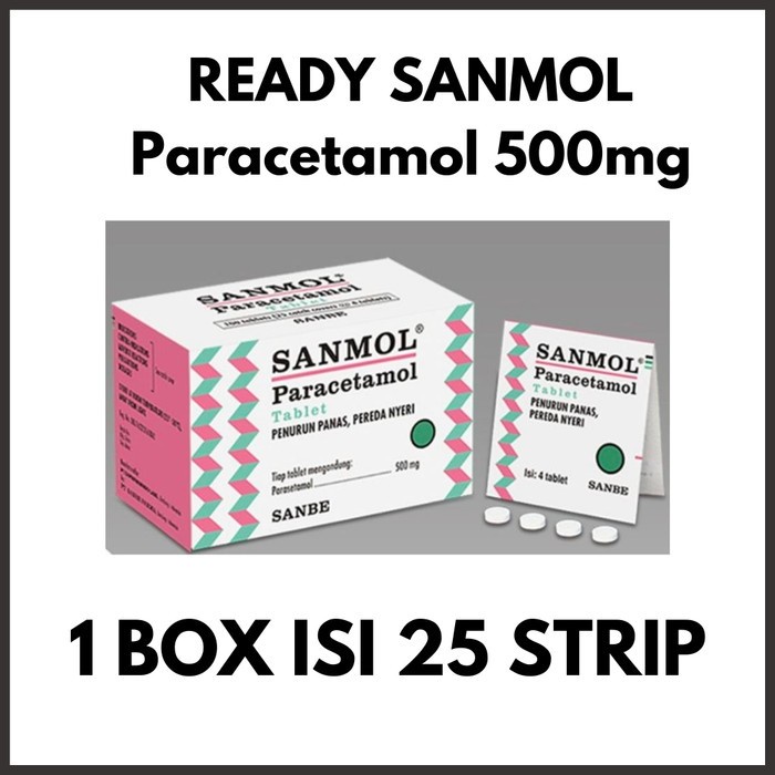 GROSIR SANMOL Strip isi 4 tablet Sanmol Tablet Parasetamol 500mg